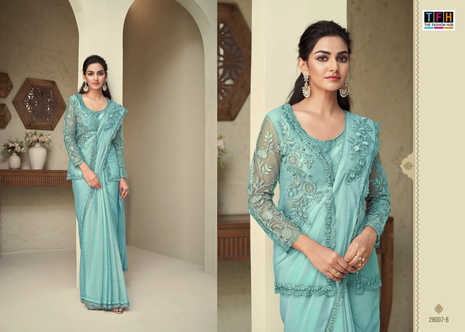 Tfh 28007 Colours Georgette Wholesale Designer Sarees Catalog — Wholesale Sarees, MPA wholesale from Surat — view 2